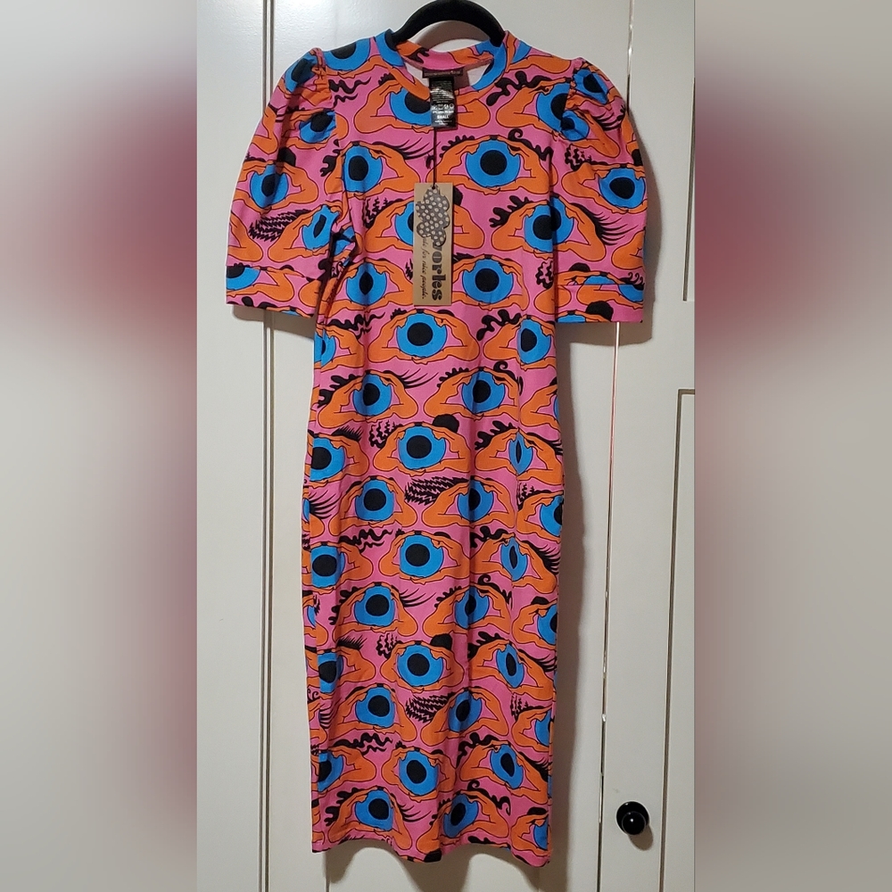 Nooworks Puff Dress in Psychadelic Eyes, S